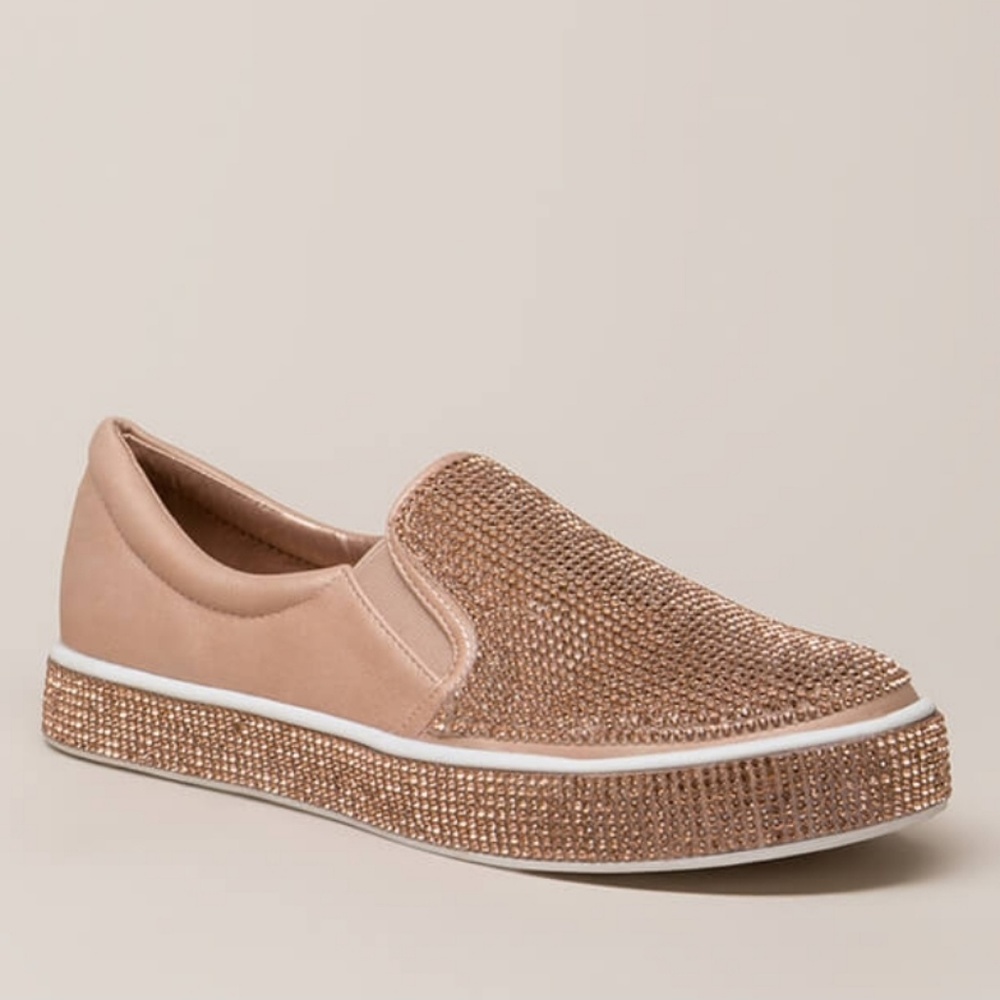 [Vigo Fiore] Lexy Pink Rhinestone Slip-On Sneakers
